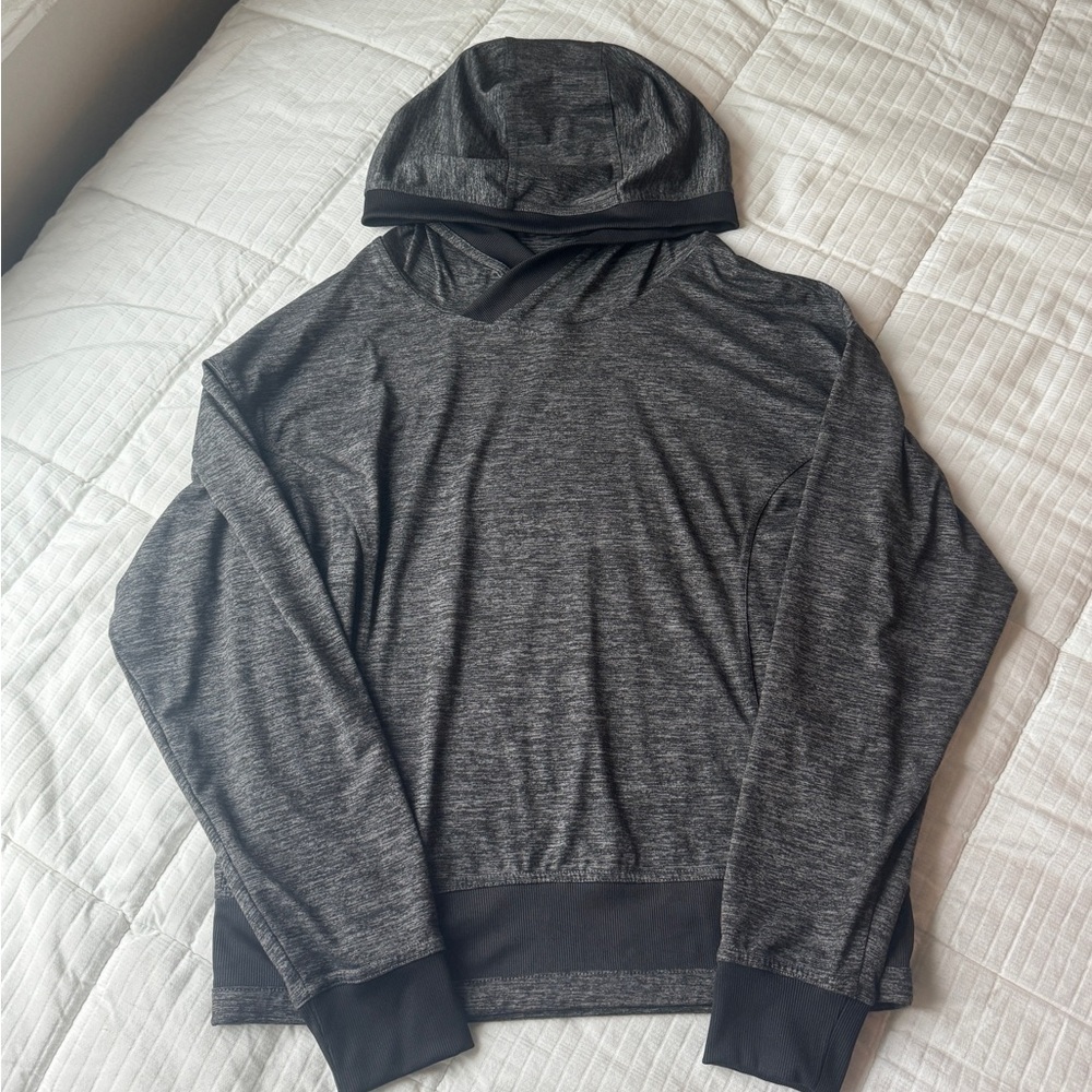 Heathered grey activewear hoodie sweatshirt size S